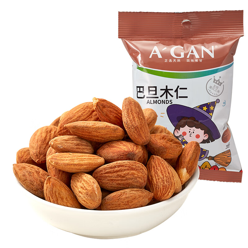 阿甘正馔（A'GAN） 原味巴旦木仁 35g 坚果炒货休闲零食 褐色（单位：袋）