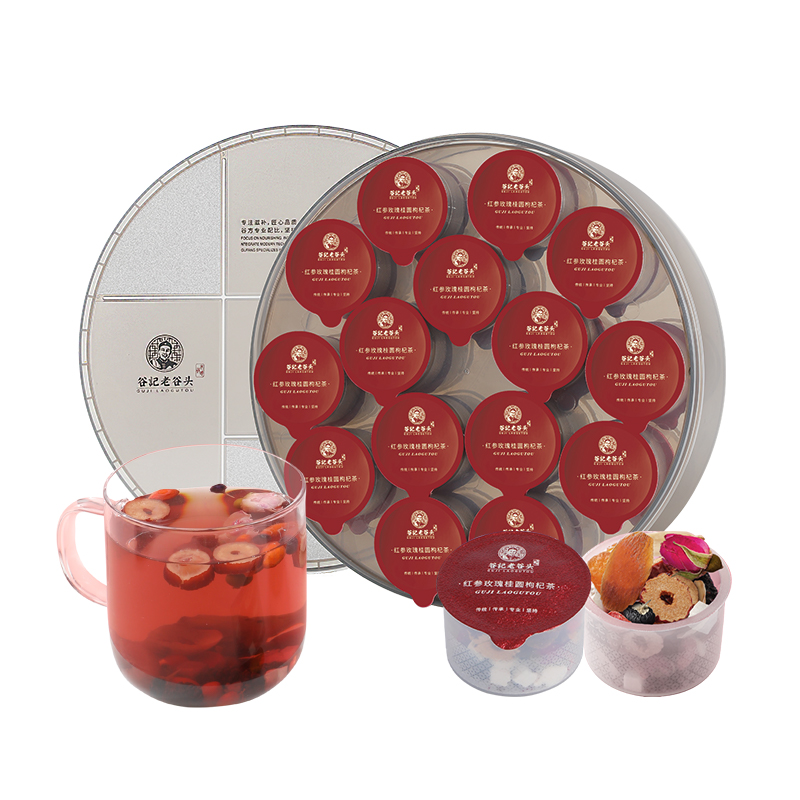 谷记老谷头 红参玫瑰桂圆茶 530g 养生茶泡水 红色（单位：盒）