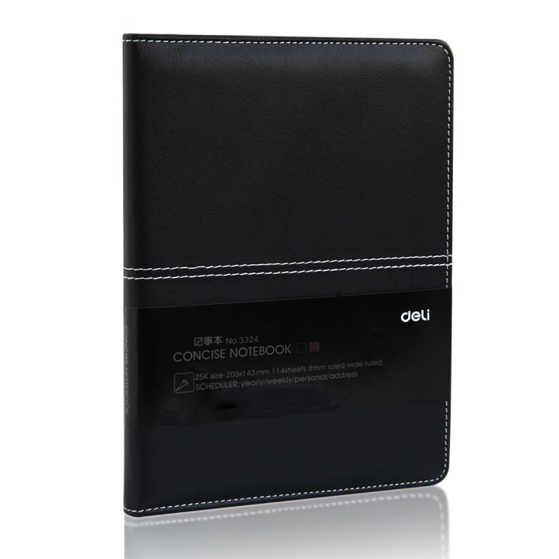 得力(deli) 3324 25K-205mm*143mm-112张 记事本  黑色（单位：本）