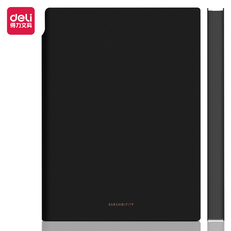 得力(deli) 22290 A5-112张 U型笔插皮面本  黑色（单位：本）