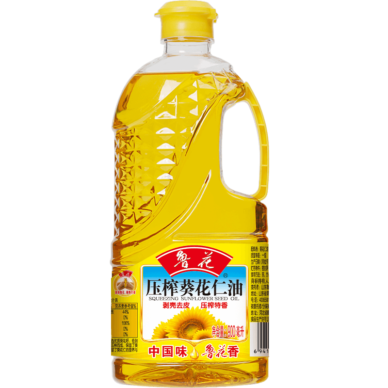 鲁花 压榨葵花仁油 900ml 剥壳去皮压榨特香 黄色（单位：瓶）