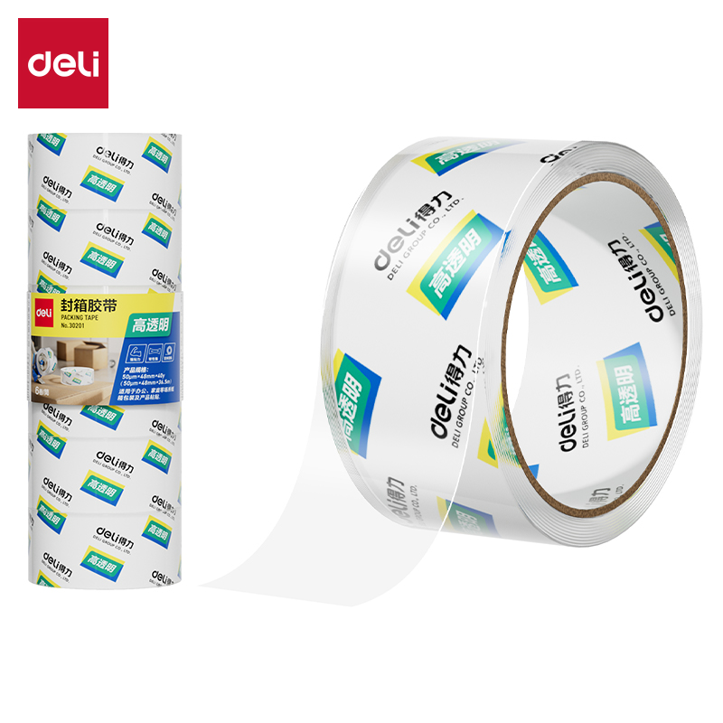得力(deli) 30201 6卷 48mm*40y*50um 封箱胶带  透明色（单位：筒）