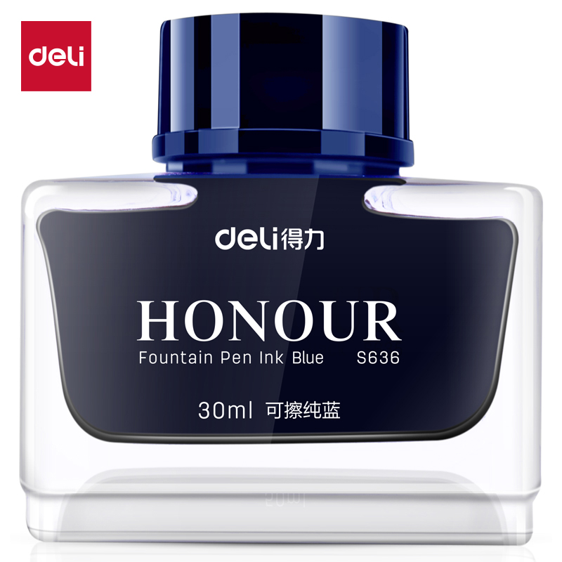 得力(deli) S636 30ml 钢笔墨水 可擦纯蓝（单位：瓶）