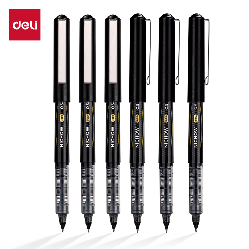 得力(deli) S656-Z1 12支0.5mm子弹头 直液式走珠笔 黑色（单位：盒）