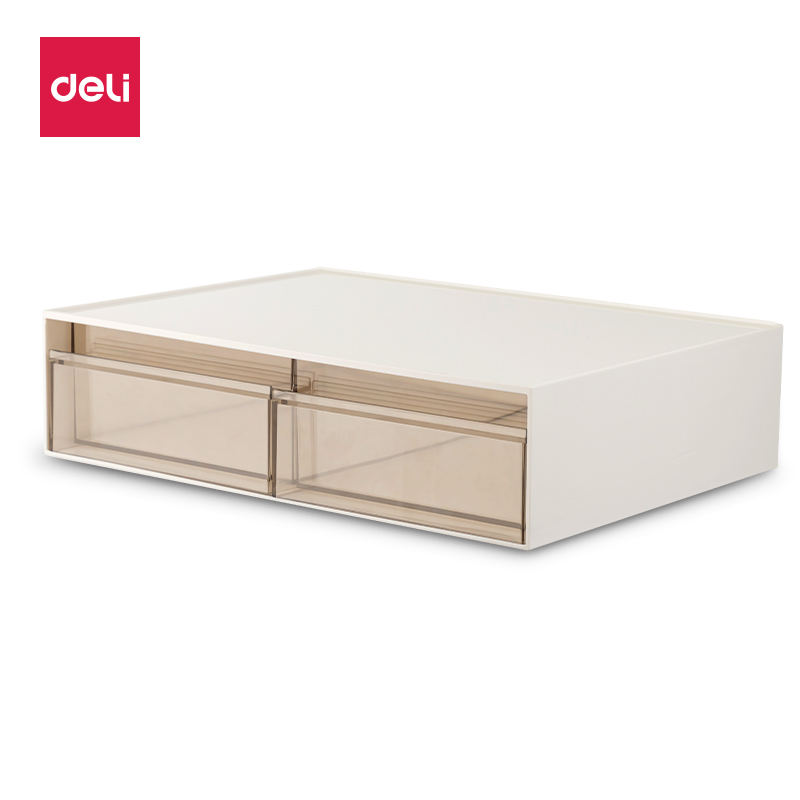 得力(deli) PK105 两格325*240*82mm 组合抽屉收纳盒 白色（单位：个）