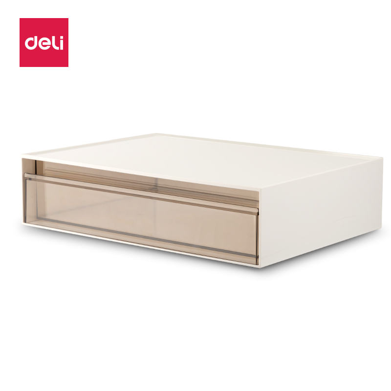 得力(deli) PK104 A4  一格 组合抽屉收纳盒 白色（单位：个）