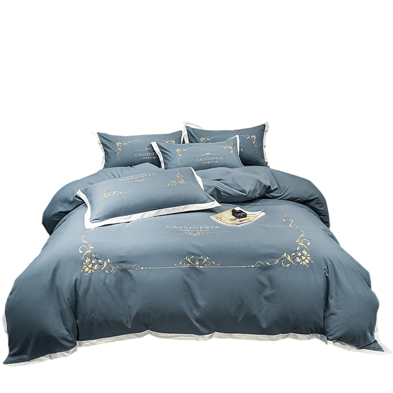 恒源祥 H4XW02 1.5-1.8米床 亲肤刺绣四件套 被套：200*230cm 蓝色（单位：套）