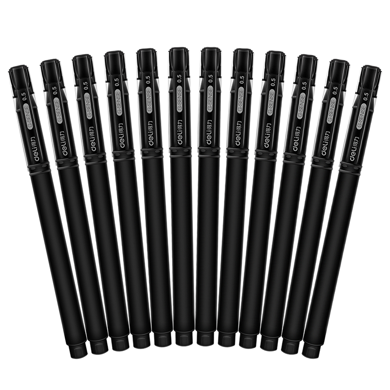 得力(deli) S65 12支0.5mm子弹头 中性笔  黑色（单位：盒）