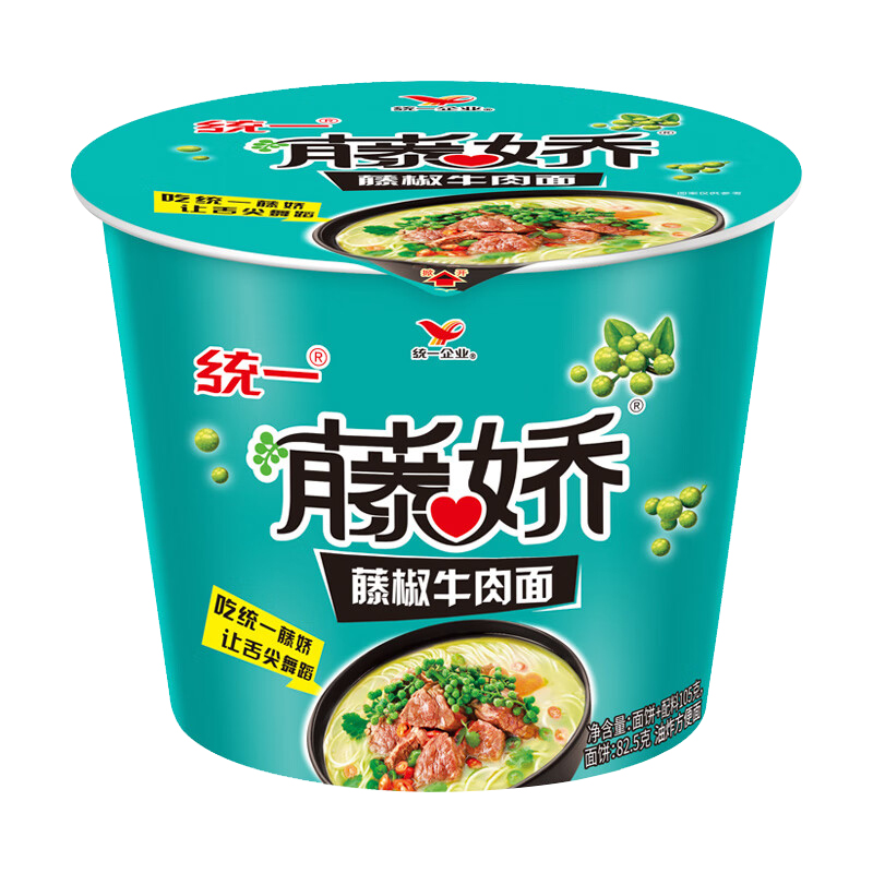 统一 藤椒牛肉面 105克*12桶 经典 绿色（单位：箱）