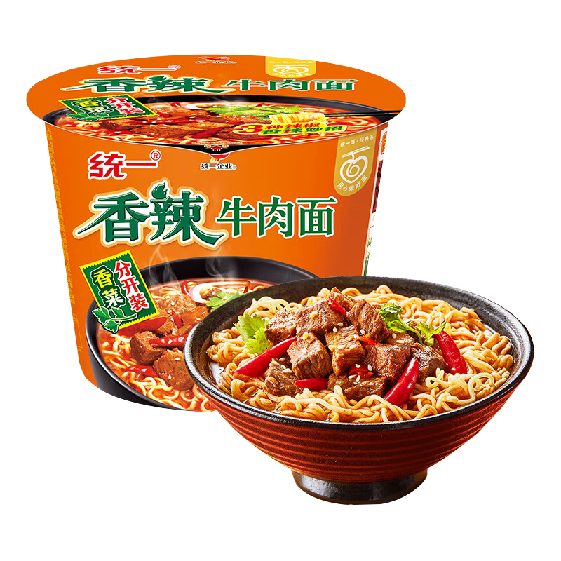 统一 香辣牛肉面 104克*12桶 经典 红色（单位：箱）