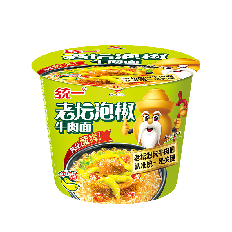 统一 泡椒牛肉面 105克*12桶 老坛 红色（单位：箱）