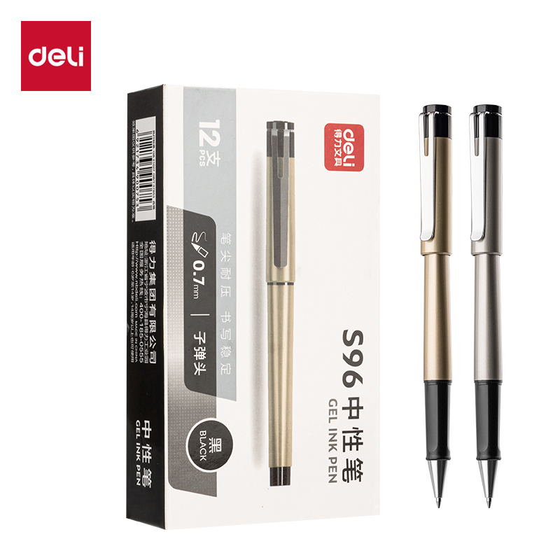 得力(deli) S96 12支0.7mm子弹头 中性笔 黑色（单位：盒）