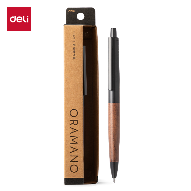 得力(deli) A9PRO-10 1.0mm（1支/盒） 臻顺滑金属按动中性笔  玄墨色（单位：盒）