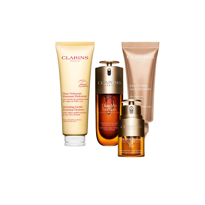 娇韵诗（CLARINS） 经典 洁面125ml+精华75ml+眼霜20ml+颈霜75ml 抗皱套装 褐色（单位：套）