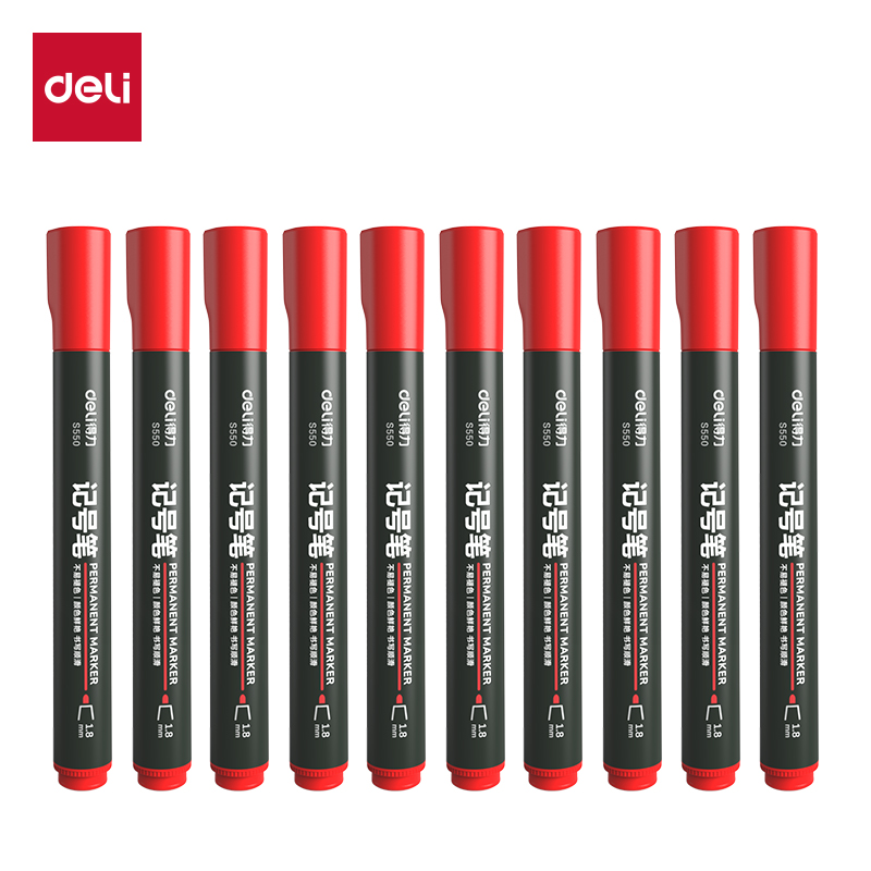 得力(deli) S550 10支 记号笔 红色（单位：盒）