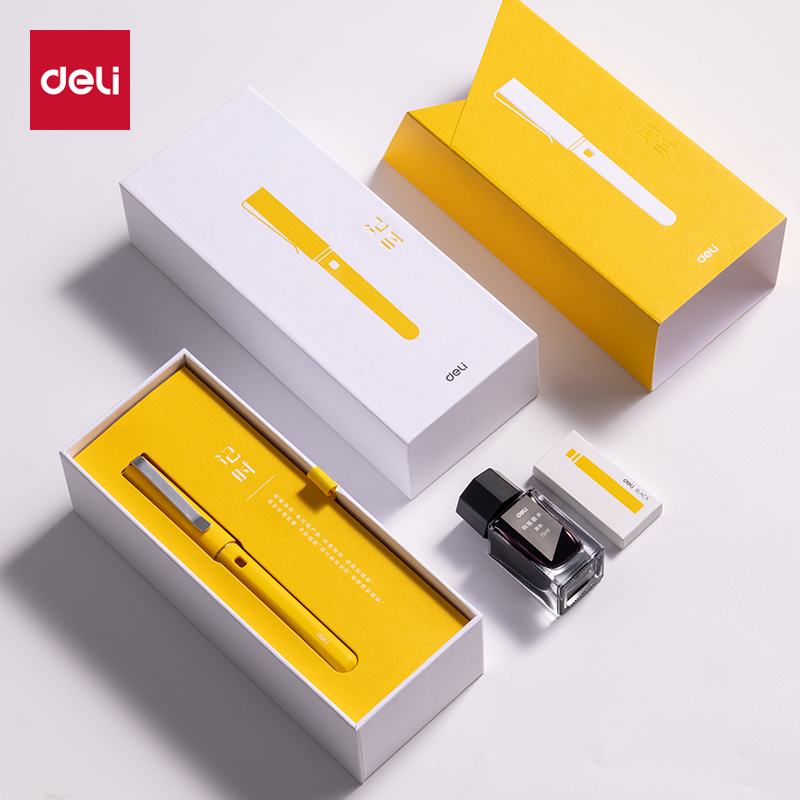 得力(deli) A3 1支/盒EF明尖 办公钢笔  苍兰黄（单位：盒）