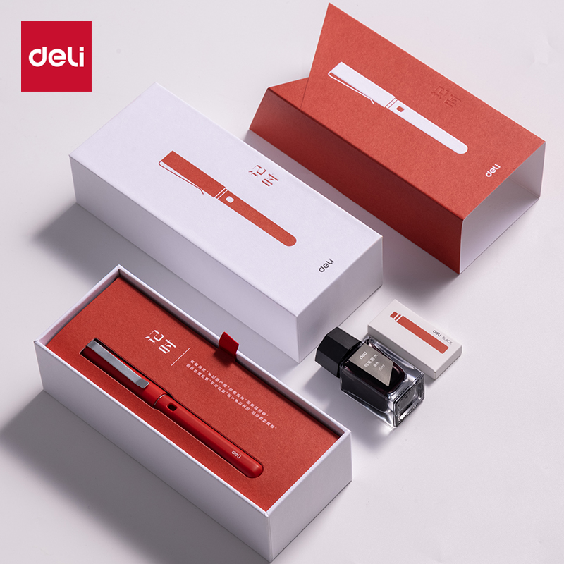 得力(deli) A3 1支/盒EF明尖 办公钢笔  光晕红（单位：盒）