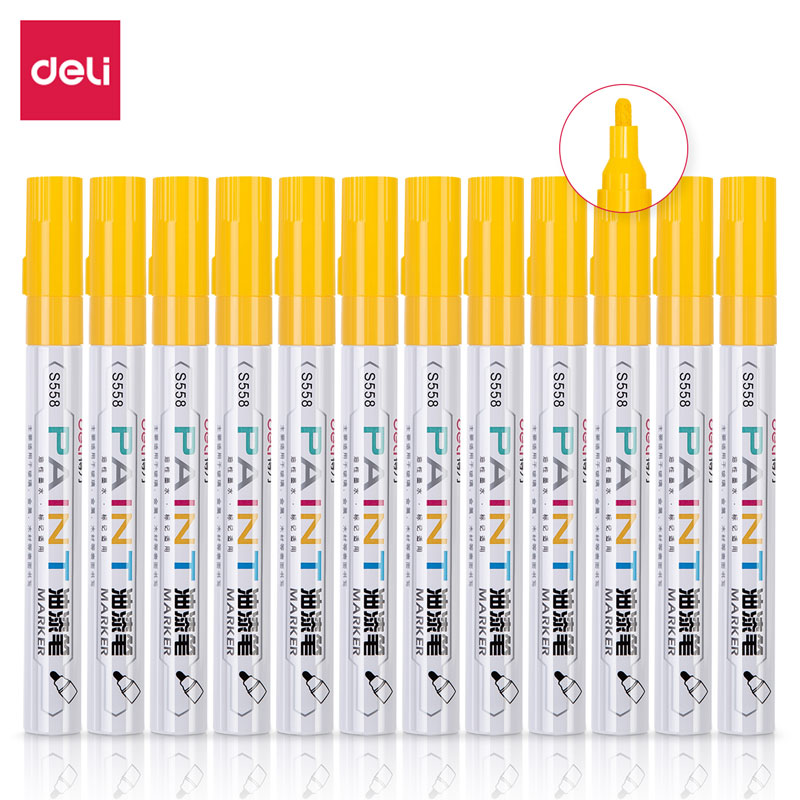 得力(deli) S558 12支/盒 油漆笔 黄色（单位：盒）