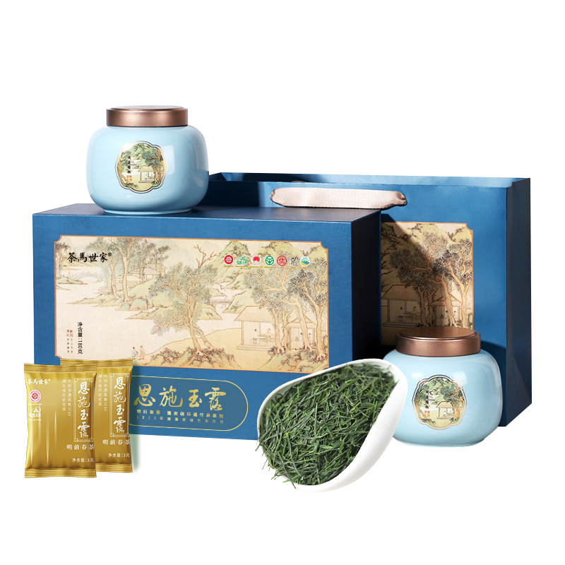 茶马世家 明前一级恩施玉露绿茶 HZ0200JY春华商务礼盒 180g/盒 蓝色（单位：盒）
