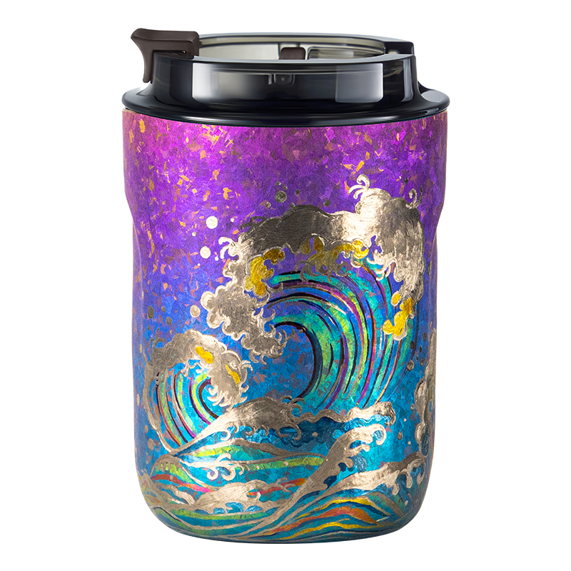 施美乐（SIMELO） 0071 380ml 琥珀金纯钛鲜萃咖啡杯 （神奈川冲  鹰啸)烧蓝手作（单位：套）