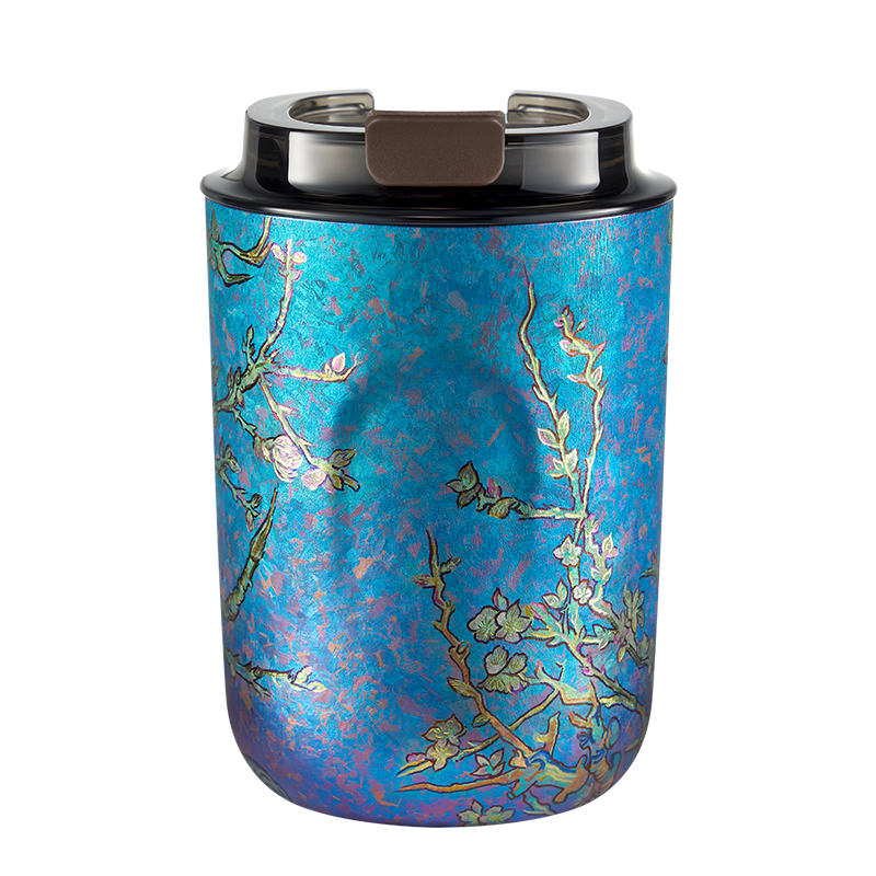 施美乐（SIMELO） 0031 380ml 琥珀金纯钛鲜萃咖啡杯 （梵高盛开的杏花）烧蓝手作（单位：套）