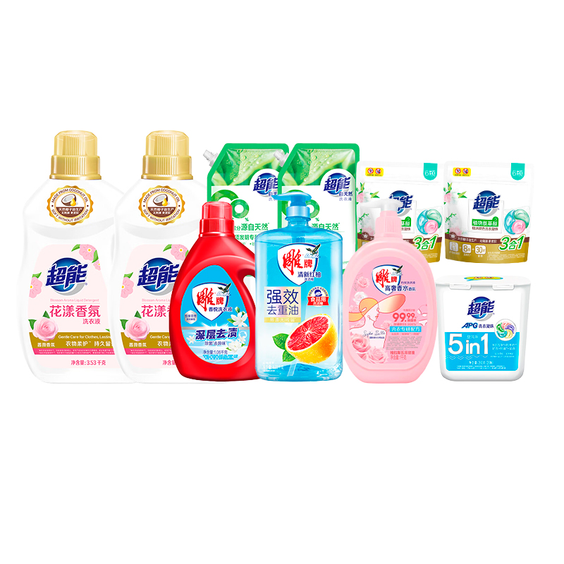 雕牌 超能家庭清洁组合 11470g 花漾净护 混色（单位：套）