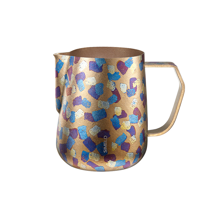 施美乐（SIMELO） 0013 450ml 纯钛拉花杯烧蓝手作 （水磨石）（单位：个）