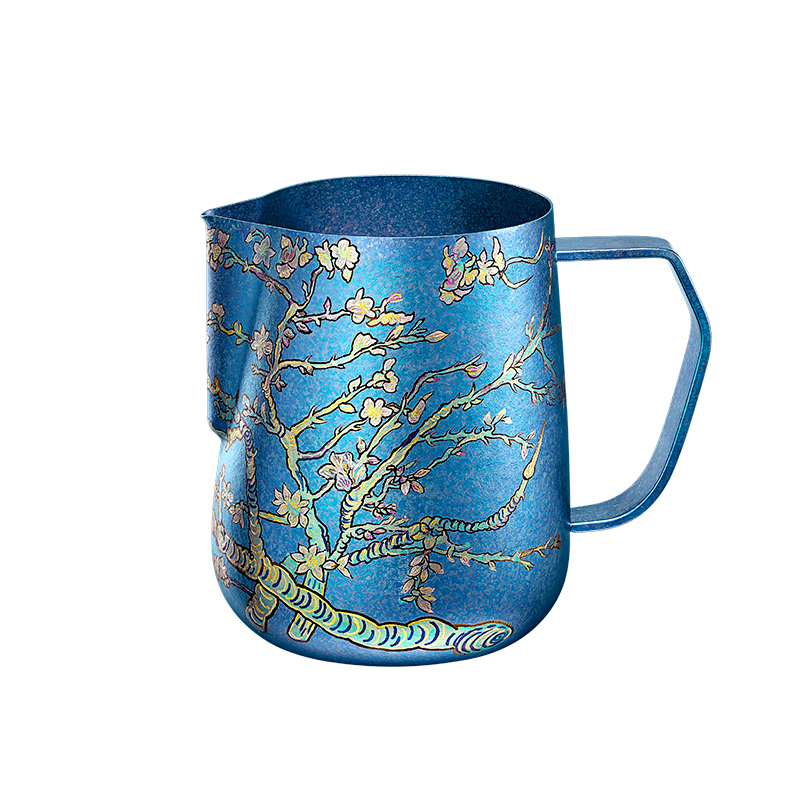 施美乐（SIMELO） 0042 450ml 纯钛拉花杯烧蓝手作 （梵高盛开的杏花）（单位：个）