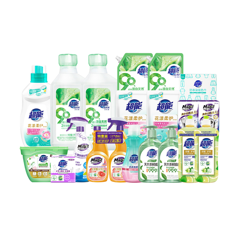 超能 妙管家 家庭清洁洗护组合 11940g+30片 净享生活四重奏 混色（单位：套）