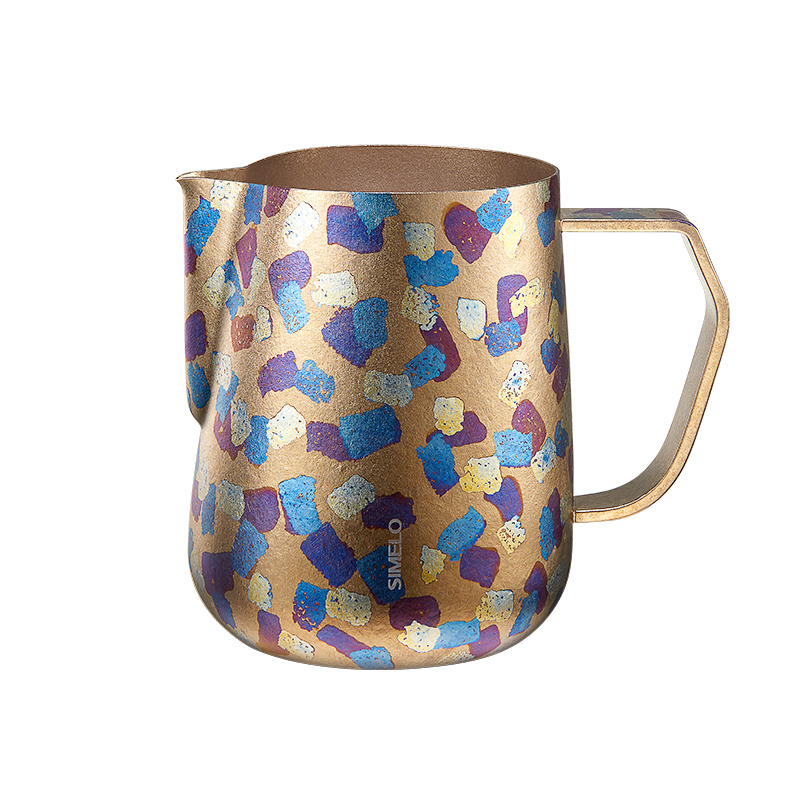 施美乐（SIMELO） 0026 600ml 纯钛拉花杯烧蓝手作 （水磨石）（单位：个）