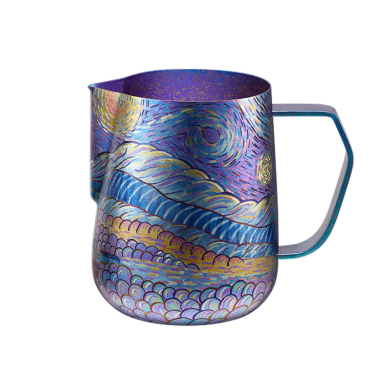 施美乐（SIMELO） 0044 600ml 纯钛拉花杯烧蓝手作 （梵高星空）（单位：个）