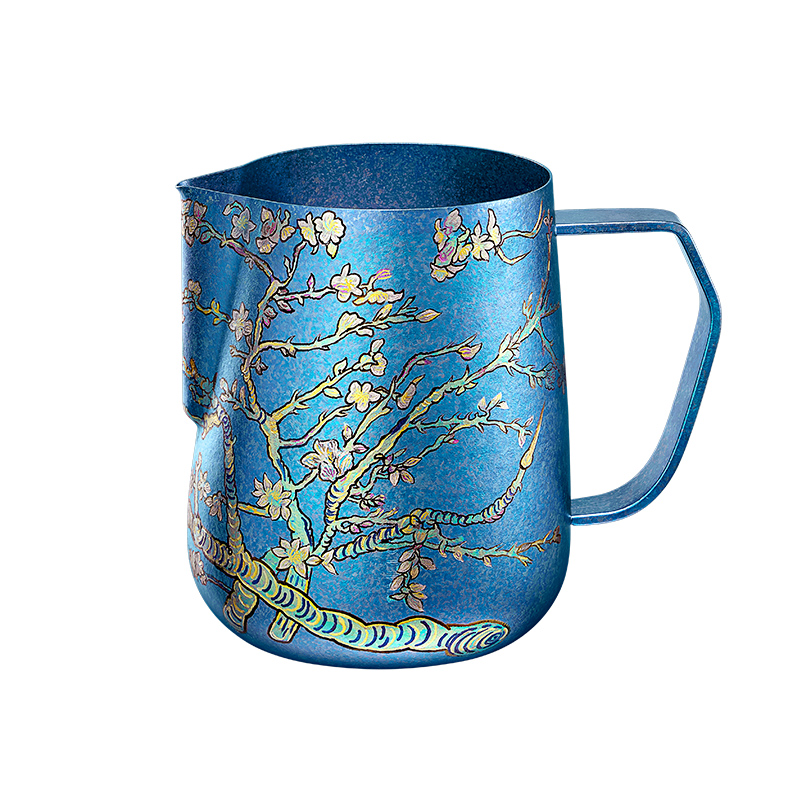 施美乐（SIMELO） 0041 600ml 纯钛拉花杯烧蓝手作 （梵高盛开的杏花）（单位：个）