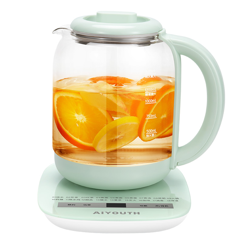 艾青春（AIYOUTH） AI-YSH818 1.5L 玻璃面板养生壶  浅绿色（单位：台）