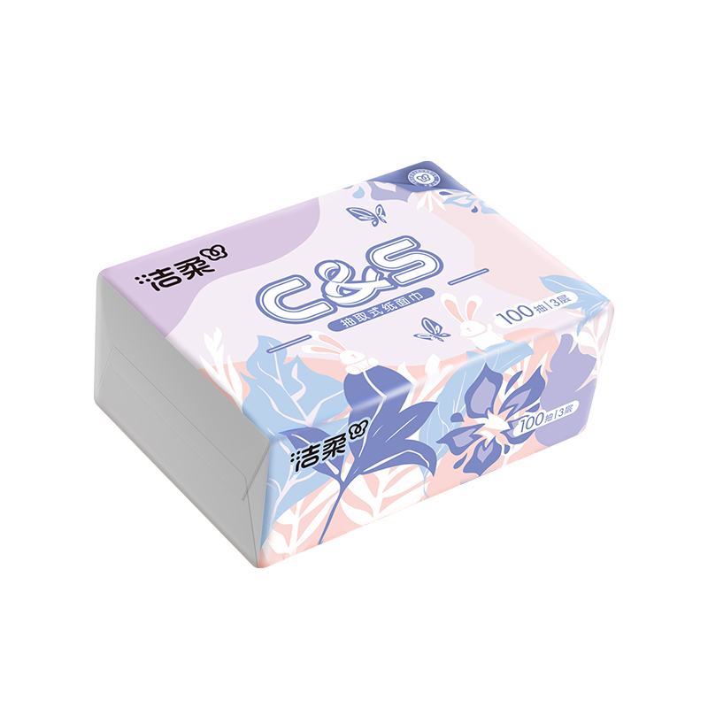 洁柔（C&S） 洁柔抽纸24包装 CR065-24A 100抽3层*24包 紫色（单位：箱）