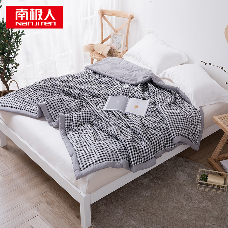 南极人 N02009-2 200*230cm 亲肤柔软羽丝绒夏凉被 格子灰（单位：床）