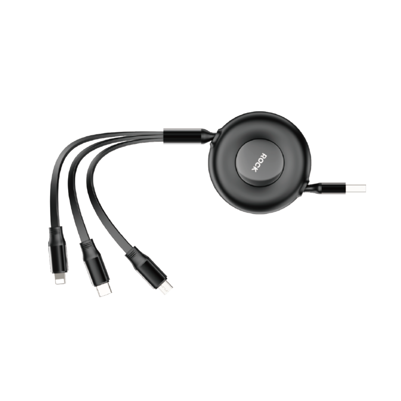 ROCK RCB0882 线长：100CM 一拖三随意拉伸缩数据  黑色（单位：条）