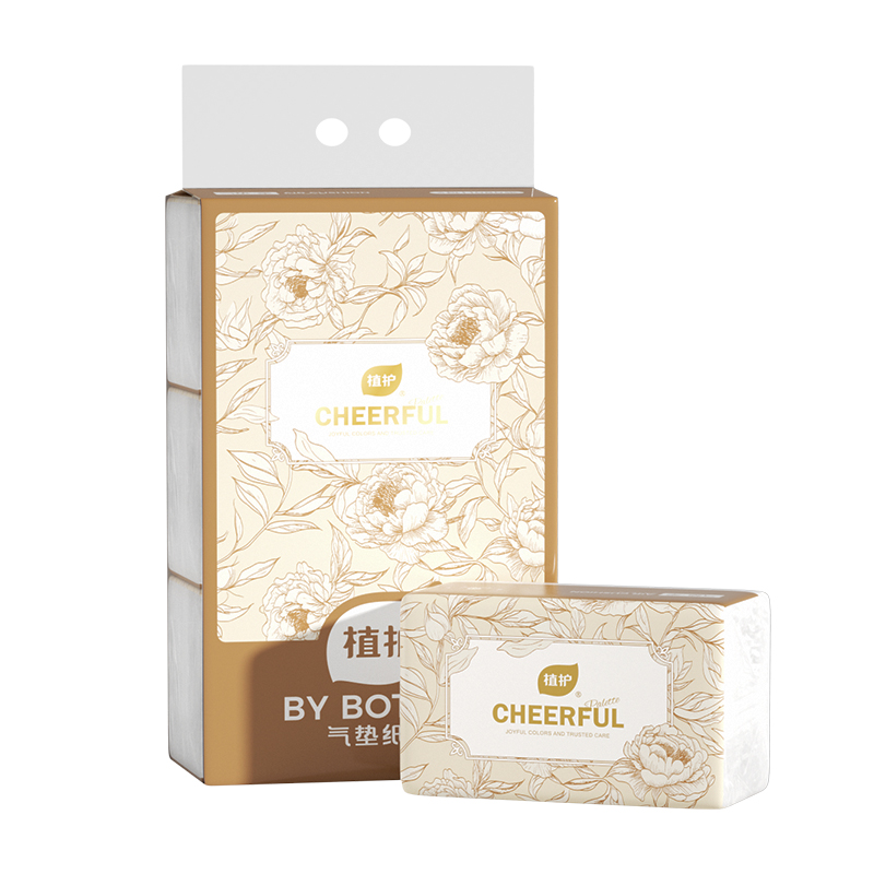 植护 花野叠影 140*175/4层 90抽 3包/提 气垫纸面巾 灰橙色（单位：提）