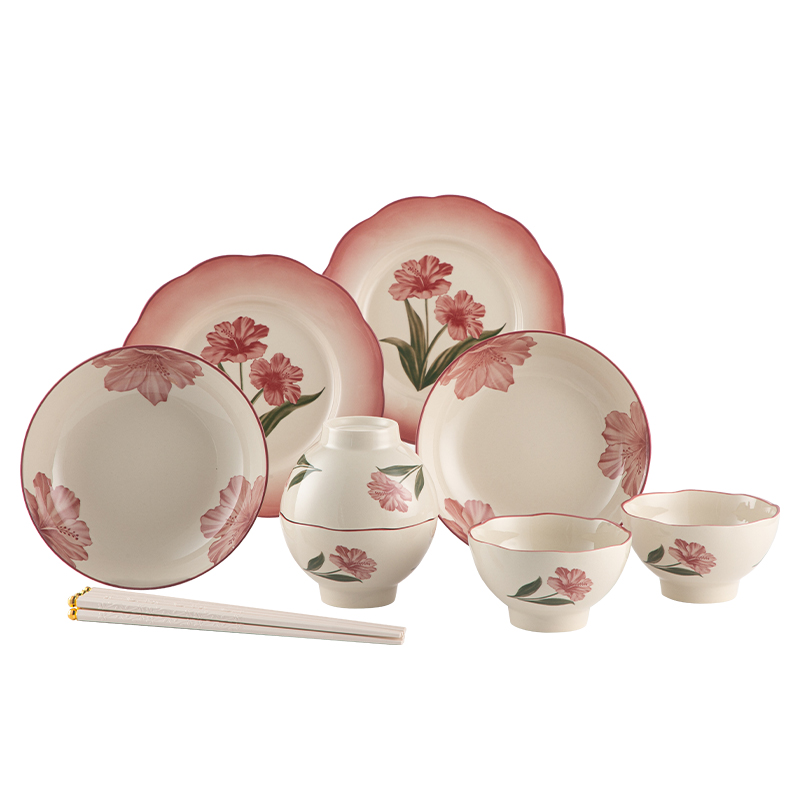 杜邦（DUPONT） PCJ-612 12件套 时光花叙餐具 粉红色（单位：套）