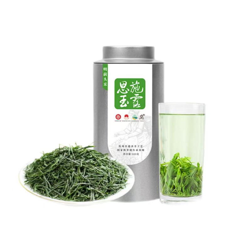 恩施玉露 富硒绿茶明前特级头采铁罐 QDHZ0100ET 100g 绿色（单位：罐）