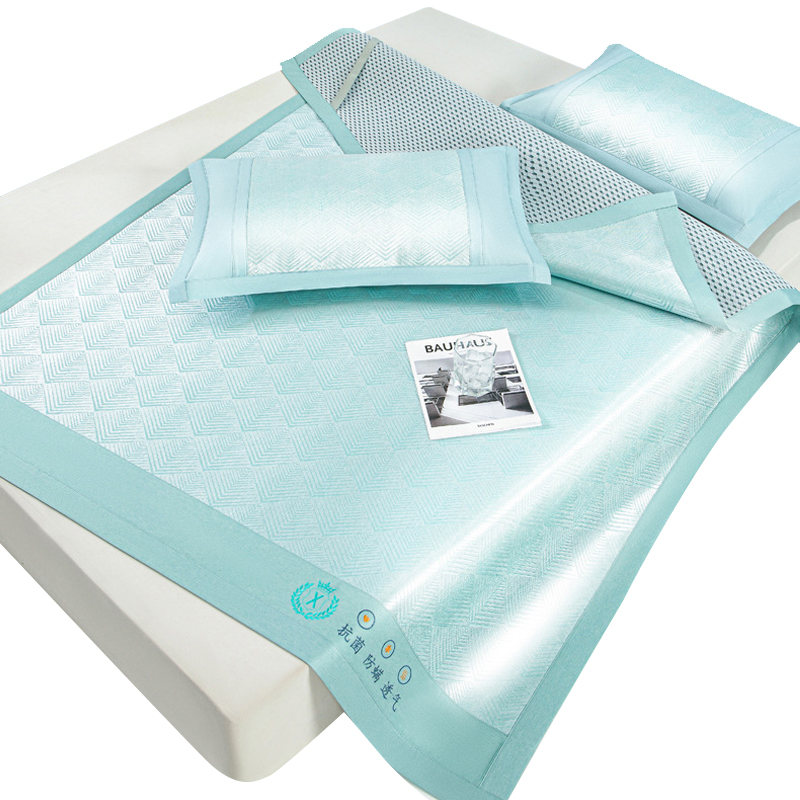 Tri-polar 冰丝凉席可折叠空调席含枕套一对 TP2746 90*200cm  绿色（单位：套）