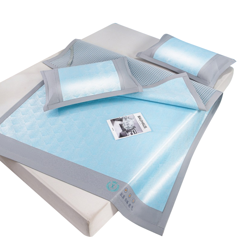 Tri-polar 冰丝凉席可折叠空调席含枕套一对 TP2746 90*200cm  蓝色（单位：套）