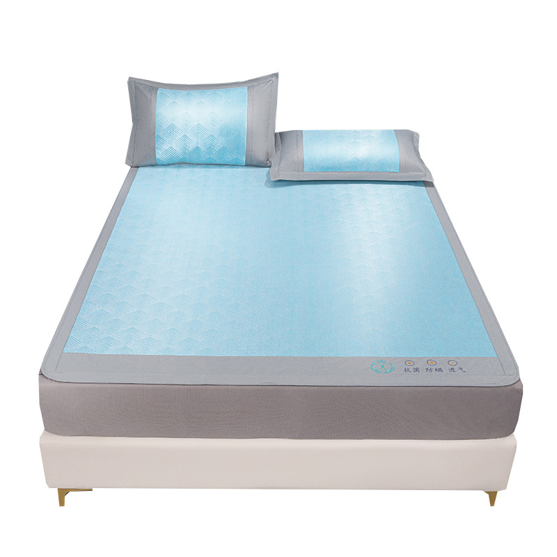 Tri-polar 冰丝凉席可折叠空调席含枕套一对 TP2746 180*200cm  蓝色（单位：套）