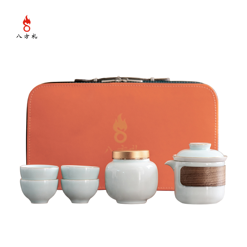 八方礼 吉祥如意茶具套装 BFL2024-9 6件套 青色（单位：套）