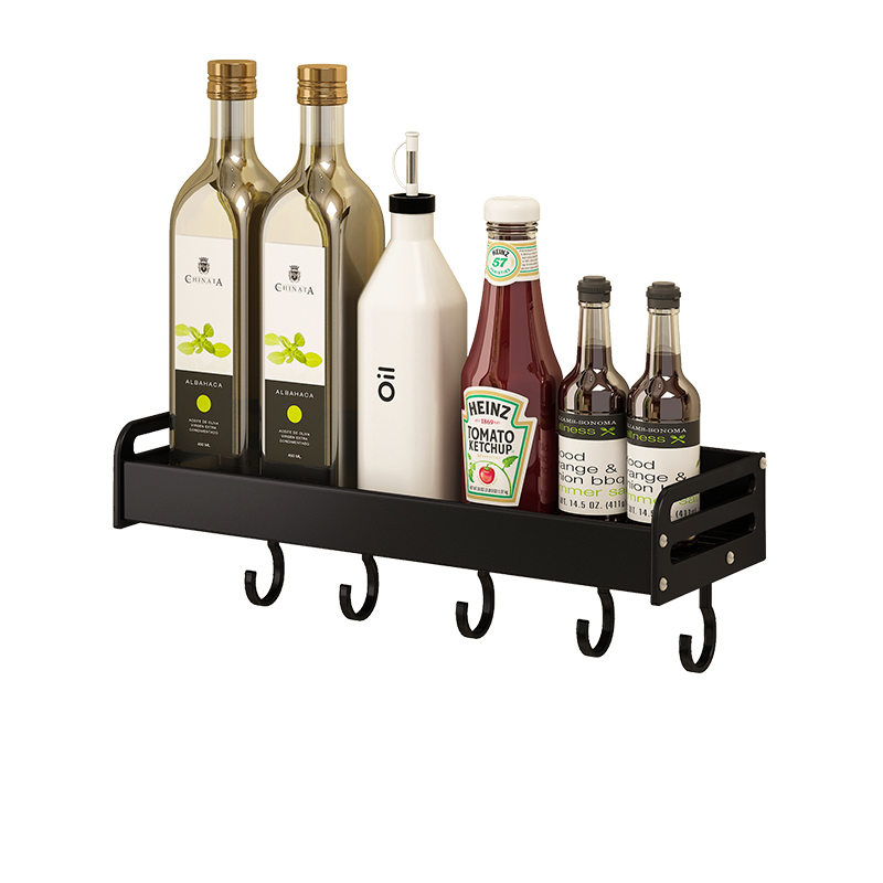 优勤（YOUQIN） CZ-TWJ-30 单层30cm 黑色带挂钩收纳调料架 黑色（单位：个）