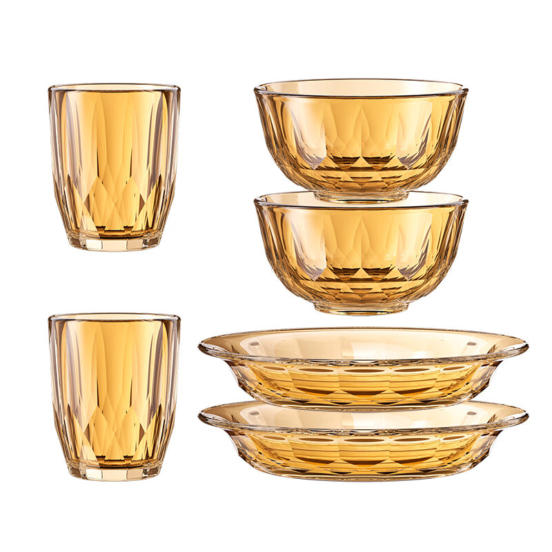 乐扣乐扣（LOCK&LOCK） LLG1028S6FU 6件套 晶珀系列琥珀色餐具 琥珀色（单位：套）