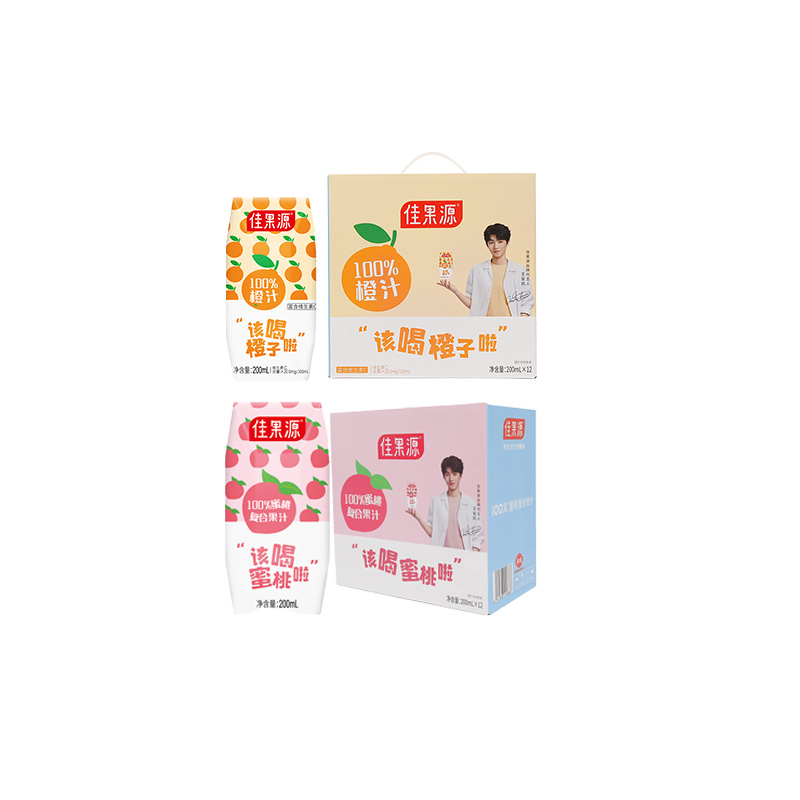 佳果源 橙汁蜜桃汁组合 200ml*24盒 礼盒 黄色（单位：盒）