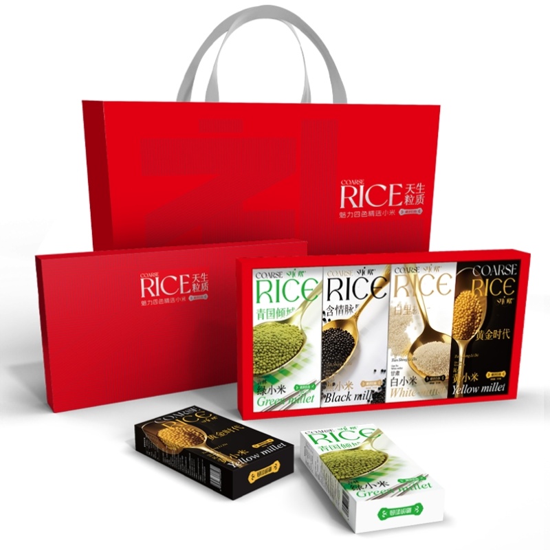 礼颂如意 LD412 400克*4盒*1礼盒*1手提袋 天生粒质C款四色小米 橘色（单位：套）