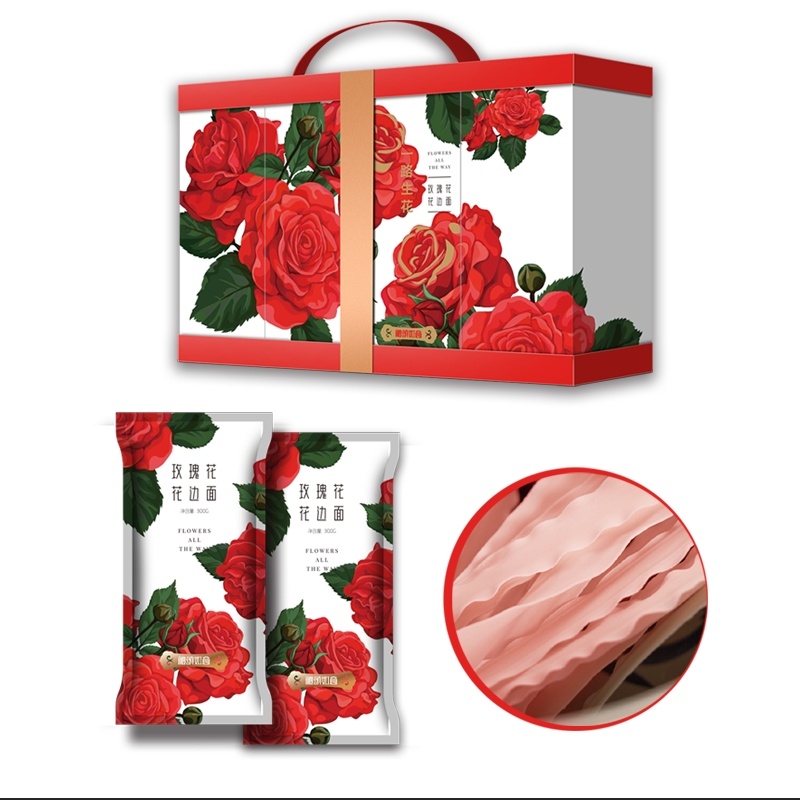礼颂如意 LA106 花边面300克/袋*2袋/盒*4盒/礼盒 一路生花A款花边面条 红色（单位：套）