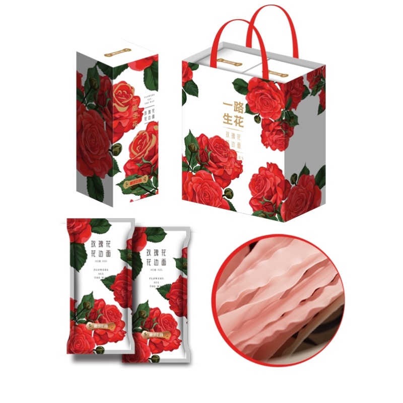 礼颂如意 LA107 花边面300克/袋X2袋/盒X2盒/礼袋） 一路生花B款花边面条 红色（单位：套）