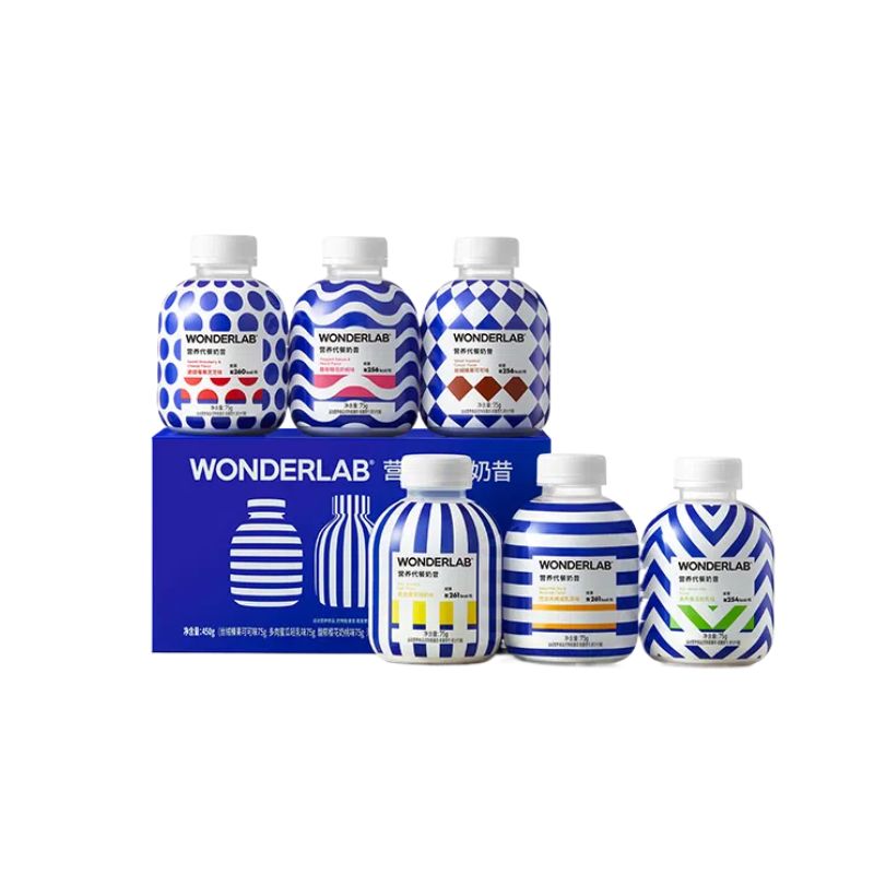 WonderLab 营养代餐奶昔欧普款 75g*6瓶/盒*5盒 1瓶1代餐 宝石蓝（单位：组）